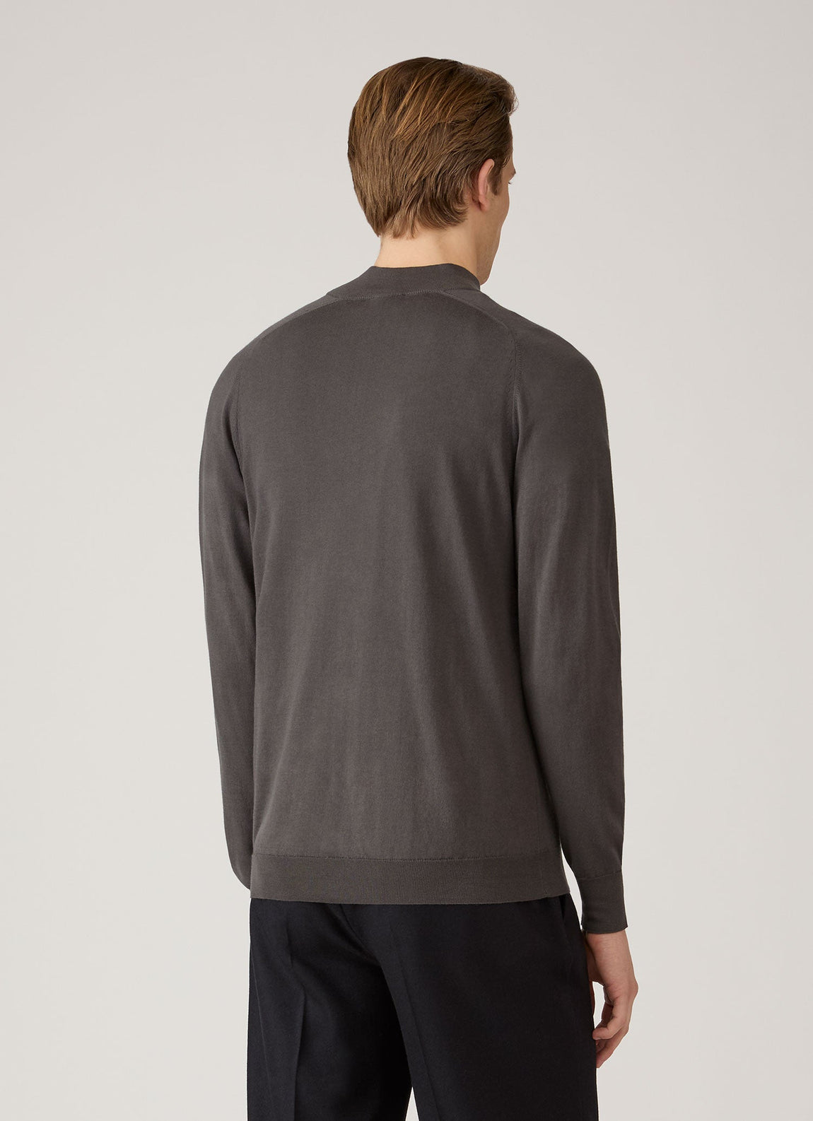 Men's Sea Island Cashmere Half Zip in Anthracite
