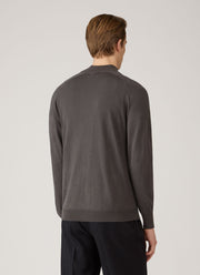 Men's Sea Island Cashmere Half Zip in Anthracite