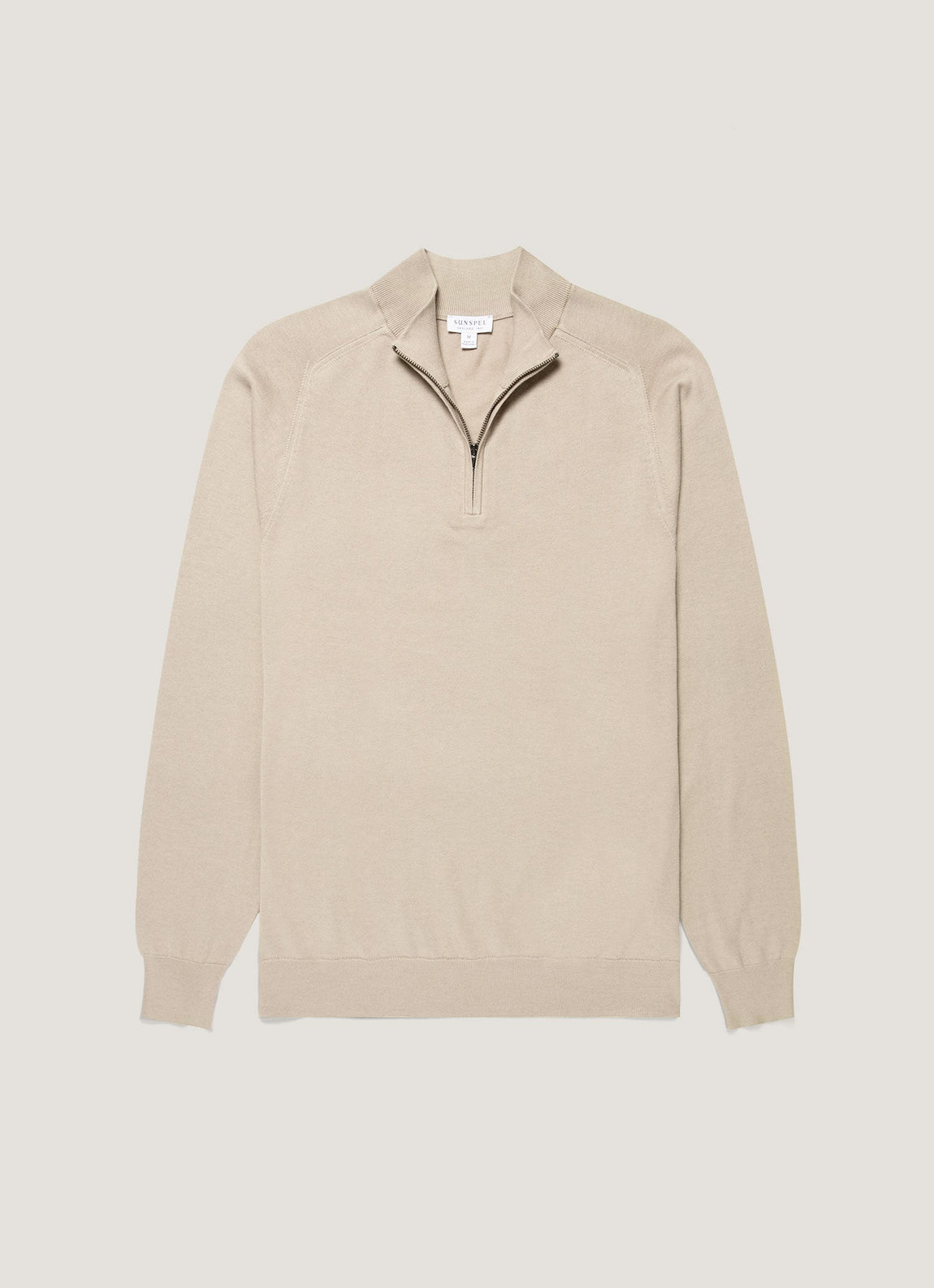 Men's Sea Island Cashmere Half Zip in Stone