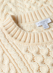 Men's Cable Knit Jumper in Ecru