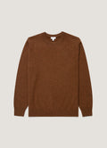 Men's Cashmere Crew Neck Jumper in Chestnut Melange