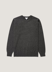 Men's Cashmere Crew Neck Jumper in Charcoal Melange