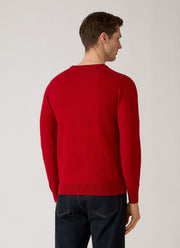 Men's Cashmere Crew Neck Jumper in Ruby Red
