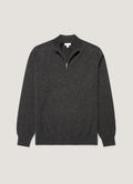 Men's Cashmere Half Zip Jumper in Charcoal Melange