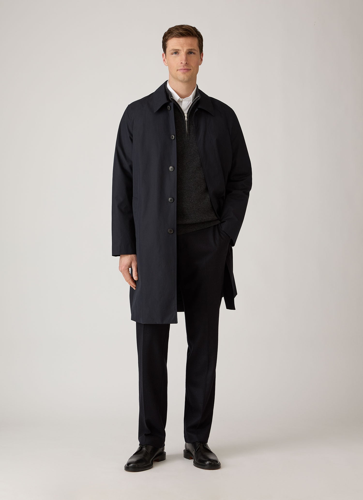 Men's Cashmere Half Zip Jumper in Charcoal Melange