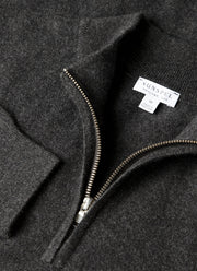 Men's Cashmere Half Zip Jumper in Charcoal Melange
