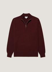 Men's Cashmere Half Zip Jumper in Bakelite