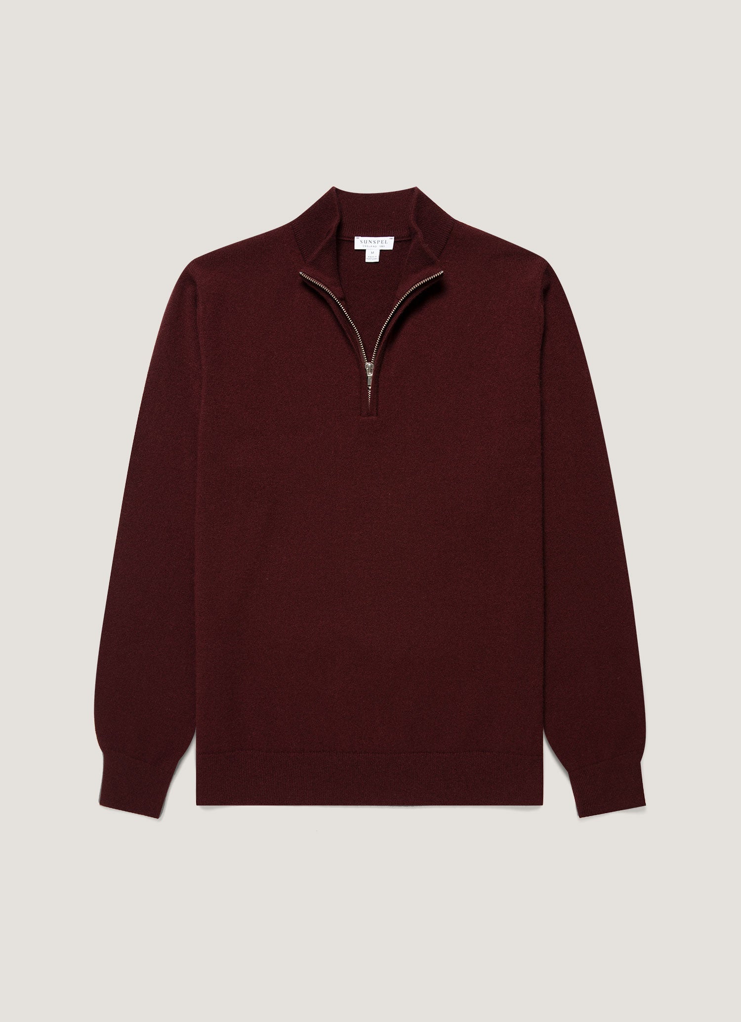 Men's Cashmere Half Zip Jumper in Bakelite