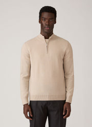 Men's Cashmere Half Zip Jumper in Swansdown