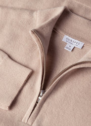 Men's Cashmere Half Zip Jumper in Swansdown