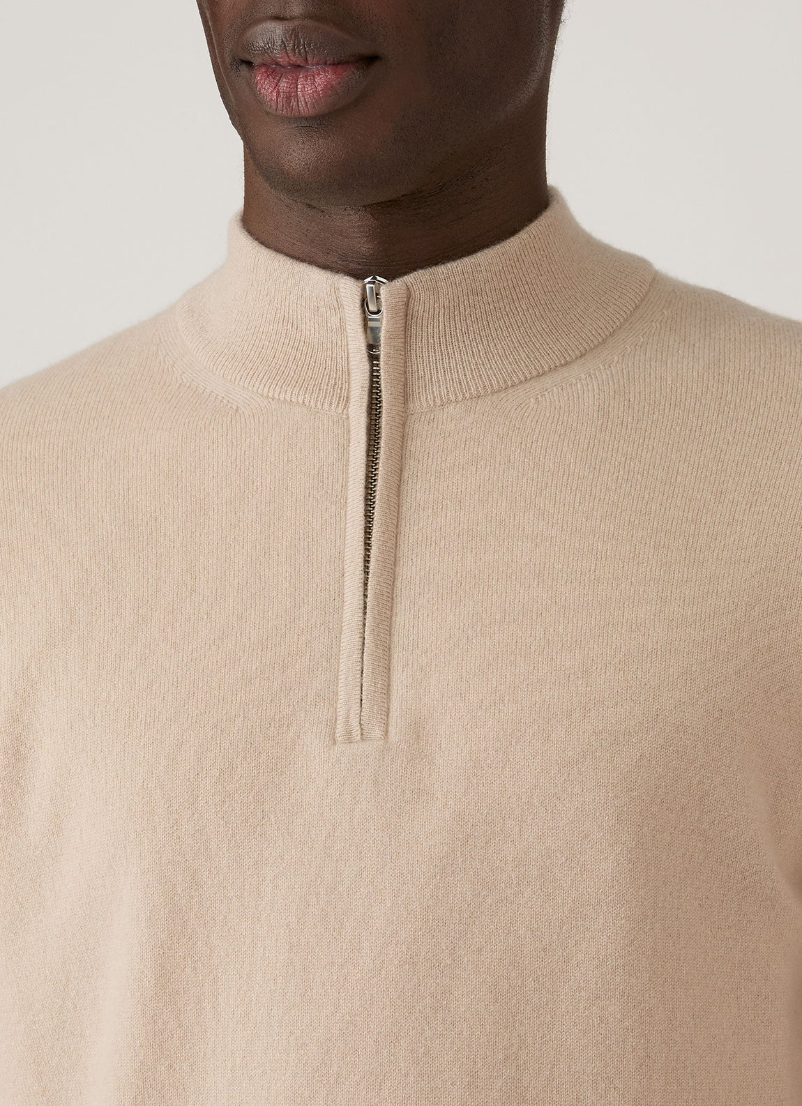 Men's Cashmere Half Zip Jumper in Swansdown