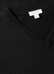 Men's Cashmere V-neck Jumper in Black