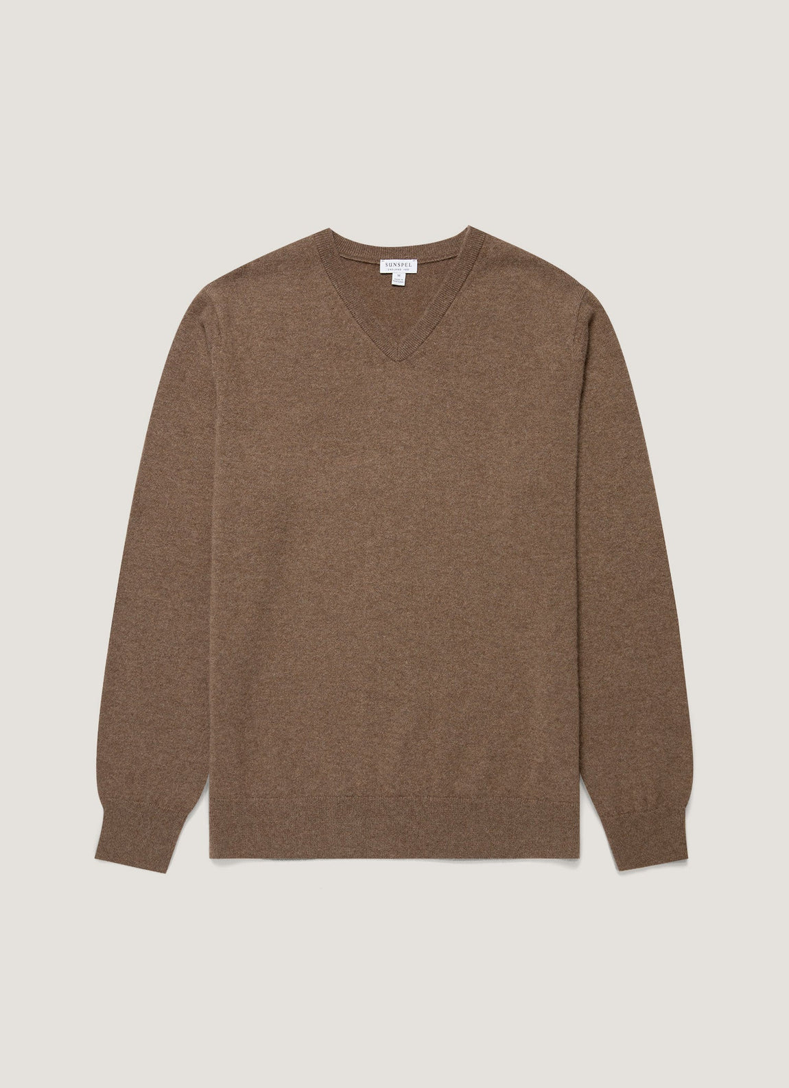 Men's Cashmere V-neck Jumper in Taupe