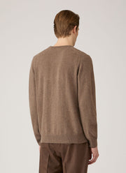 Men's Cashmere V-neck Jumper in Taupe