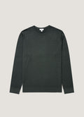 Men's Extra-Fine Merino Crew Neck Jumper in Slate Green