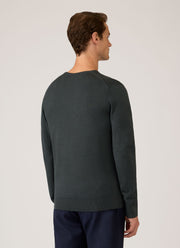 Men's Extra-Fine Merino Crew Neck Jumper in Slate Green