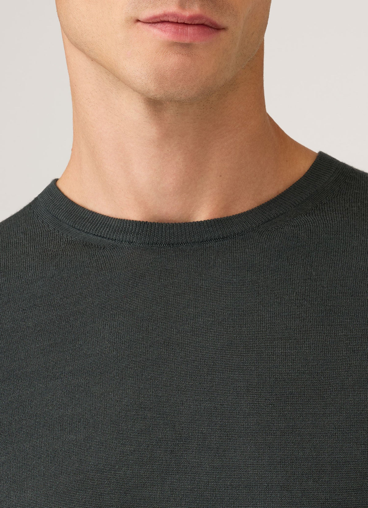 Men's Extra-Fine Merino Crew Neck Jumper in Slate Green