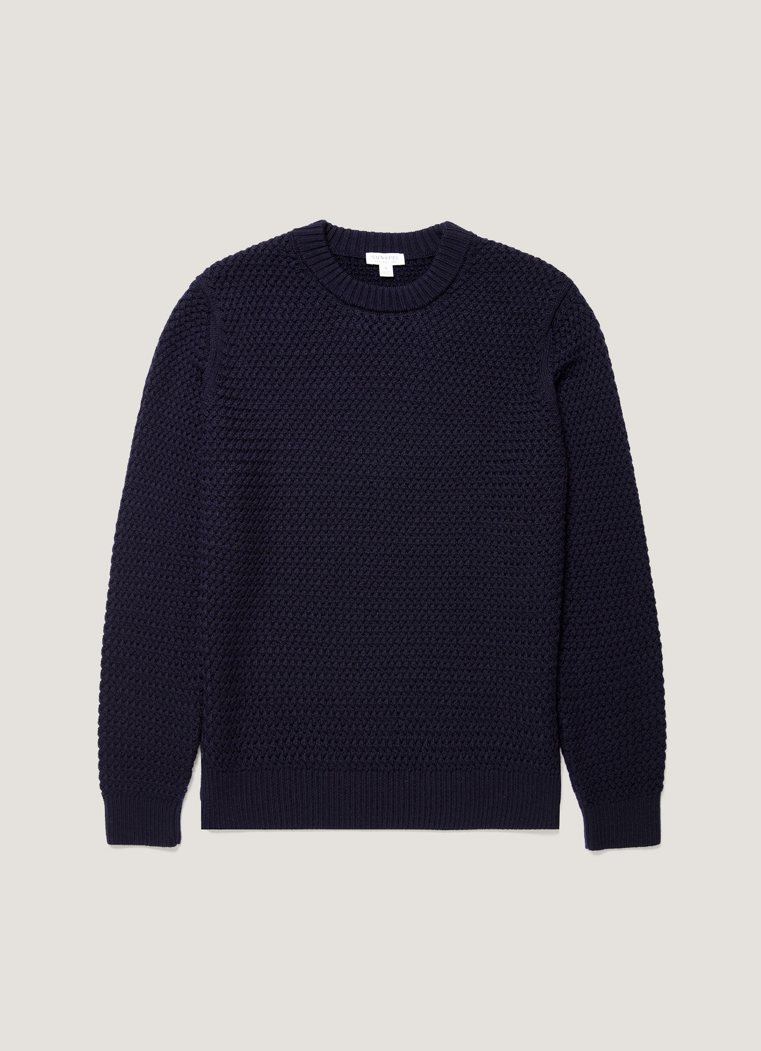 Men's Merino Wool Basketweave Jumper in Navy