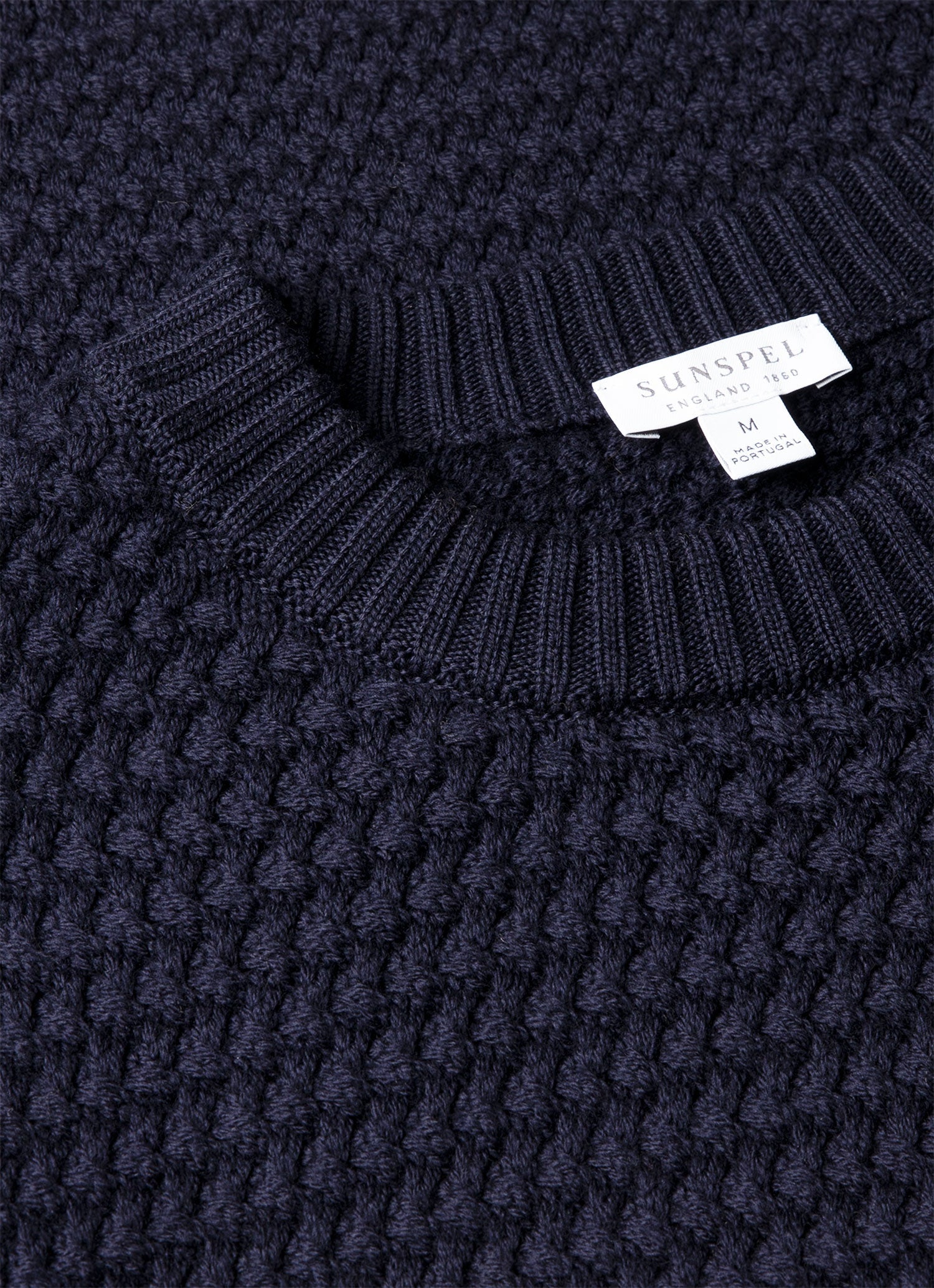 Men's Merino Wool Basketweave Jumper in Navy