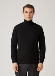 Men's Cashmere Roll Neck Jumper in Black