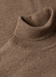 Men's Cashmere Roll Neck Jumper in Taupe