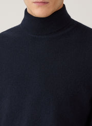 Men's Cashmere Roll Neck Jumper in Navy