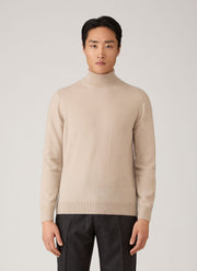 Men's Cashmere Roll Neck Jumper in Swansdown