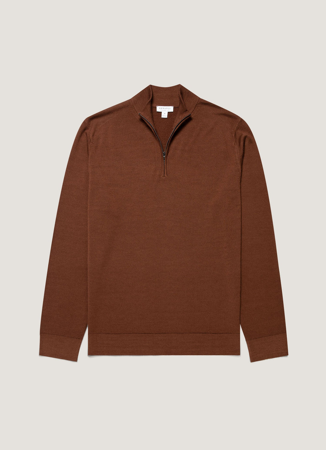 Men's Extra-Fine Merino Half Zip Jumper in Chestnut