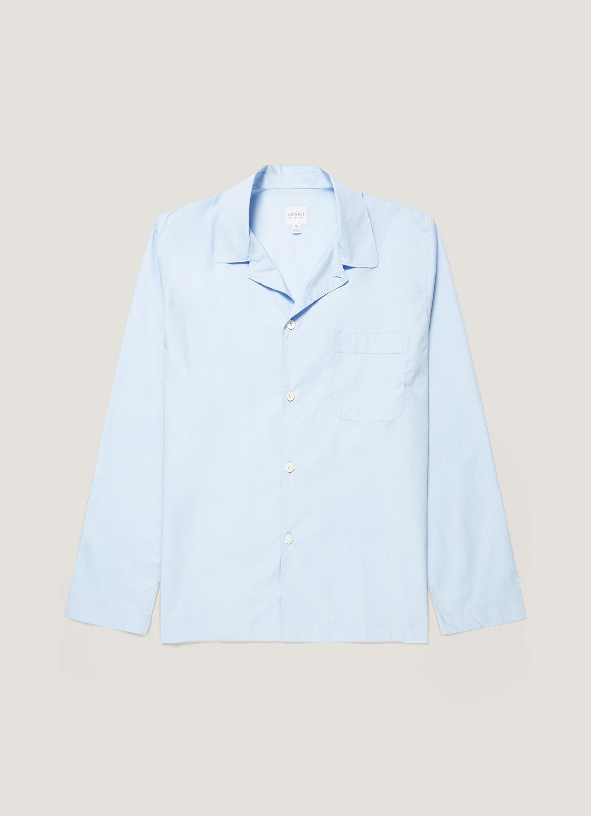 Men's Cotton Poplin Pyjama Shirt in Light Blue