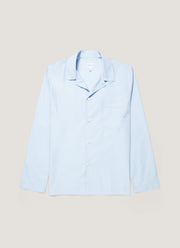 Men's Cotton Poplin Pyjama Shirt in Light Blue