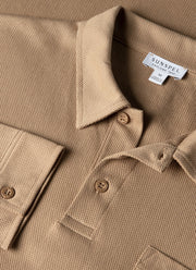 Men's Long Sleeve Riviera Polo Shirt in Dark Beige