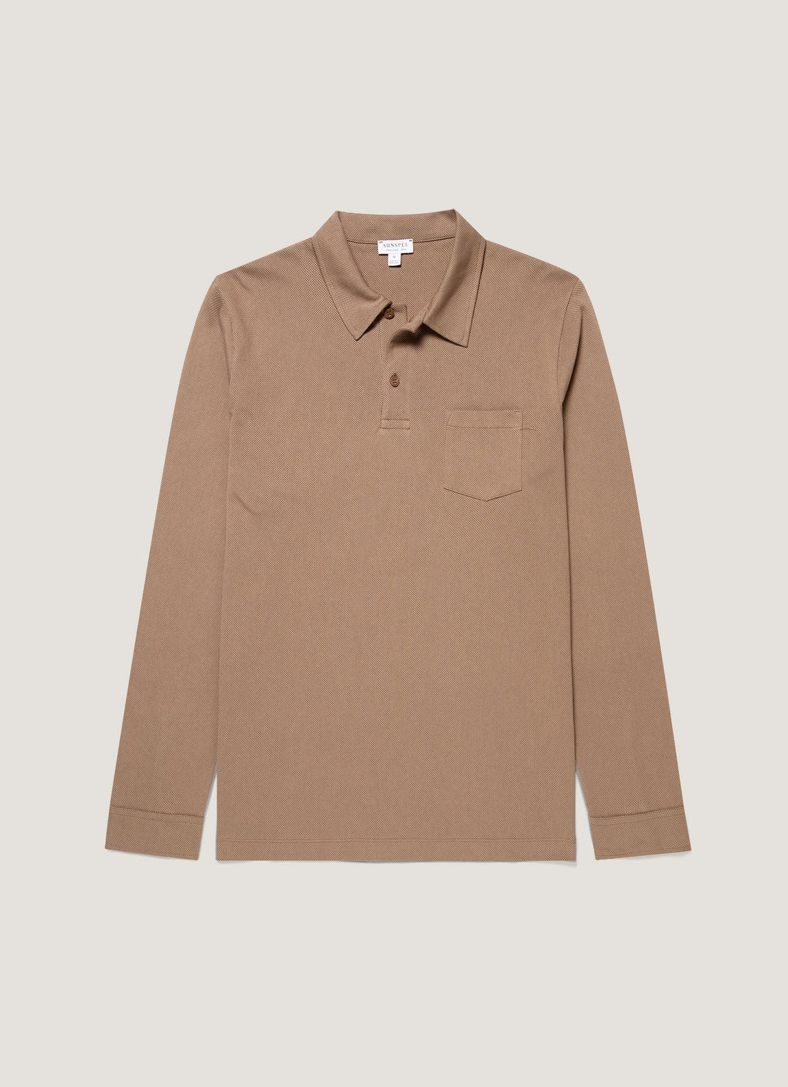 Men's Long Sleeve Riviera Polo Shirt in Taupe