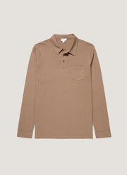 Men's Long Sleeve Riviera Polo Shirt in Taupe