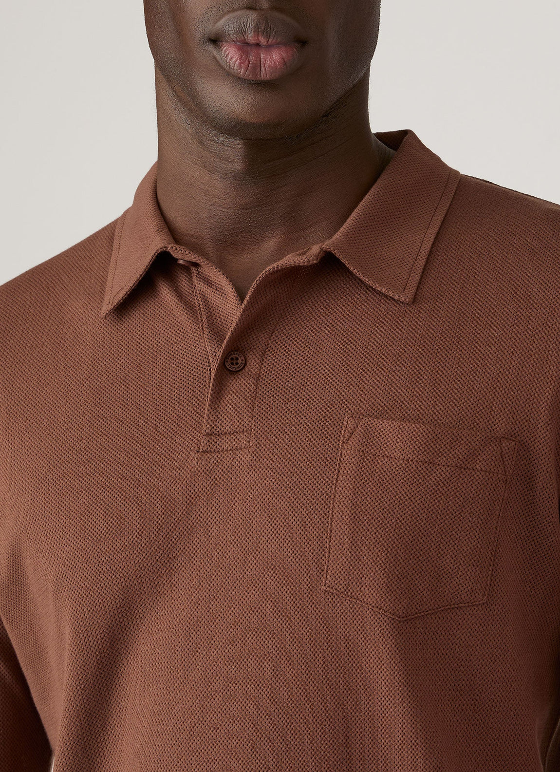 Men's Long Sleeve Riviera Polo Shirt in Chestnut