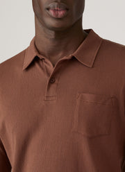 Men's Long Sleeve Riviera Polo Shirt in Chestnut