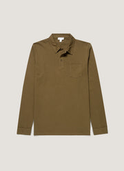 Men's Long Sleeve Riviera Polo Shirt in Loden Green
