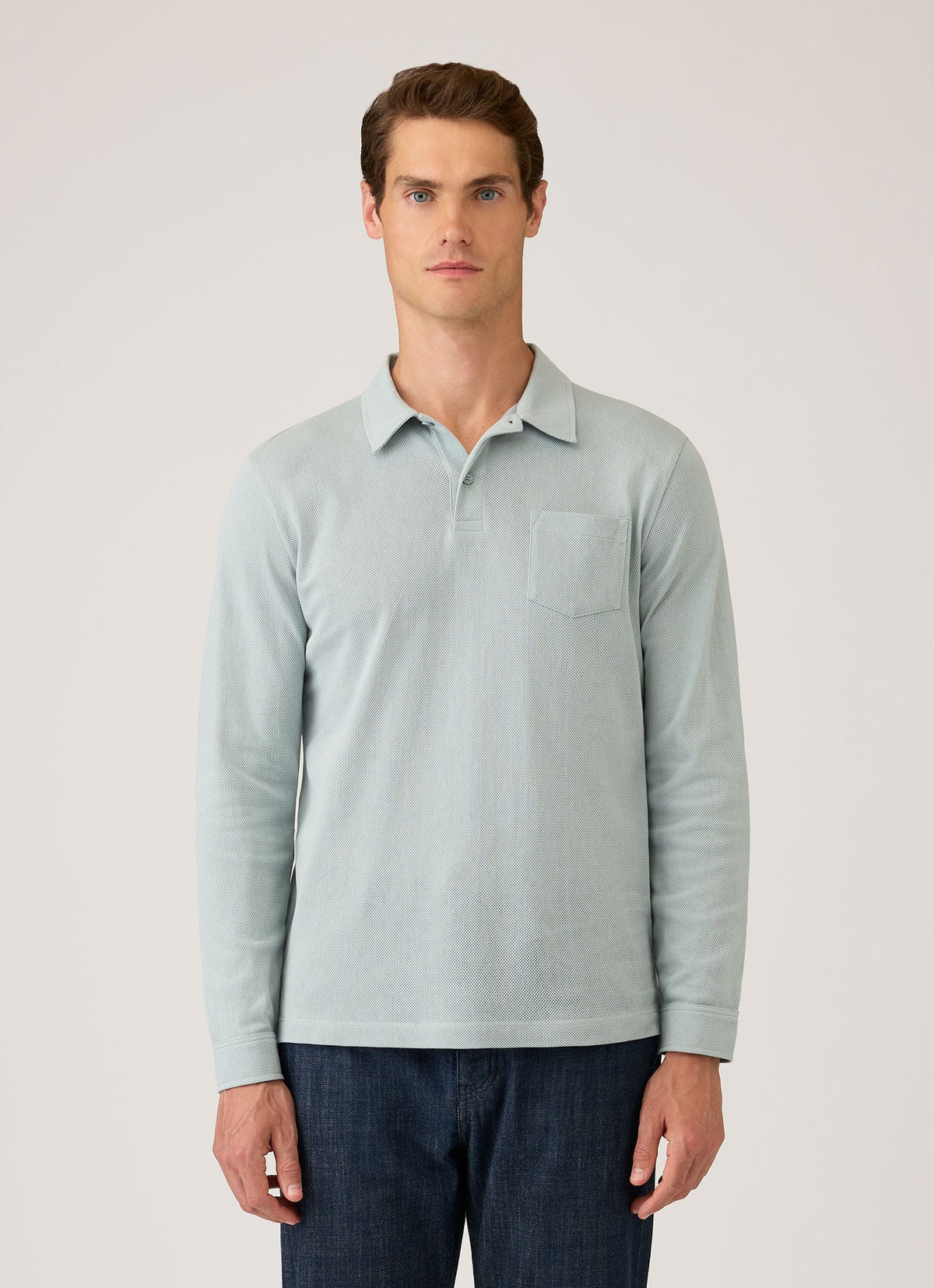 Men's Long Sleeve Riviera Polo Shirt in Haar