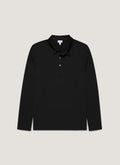 Men's Long Sleeve Classic Jersey Polo Shirt in Black