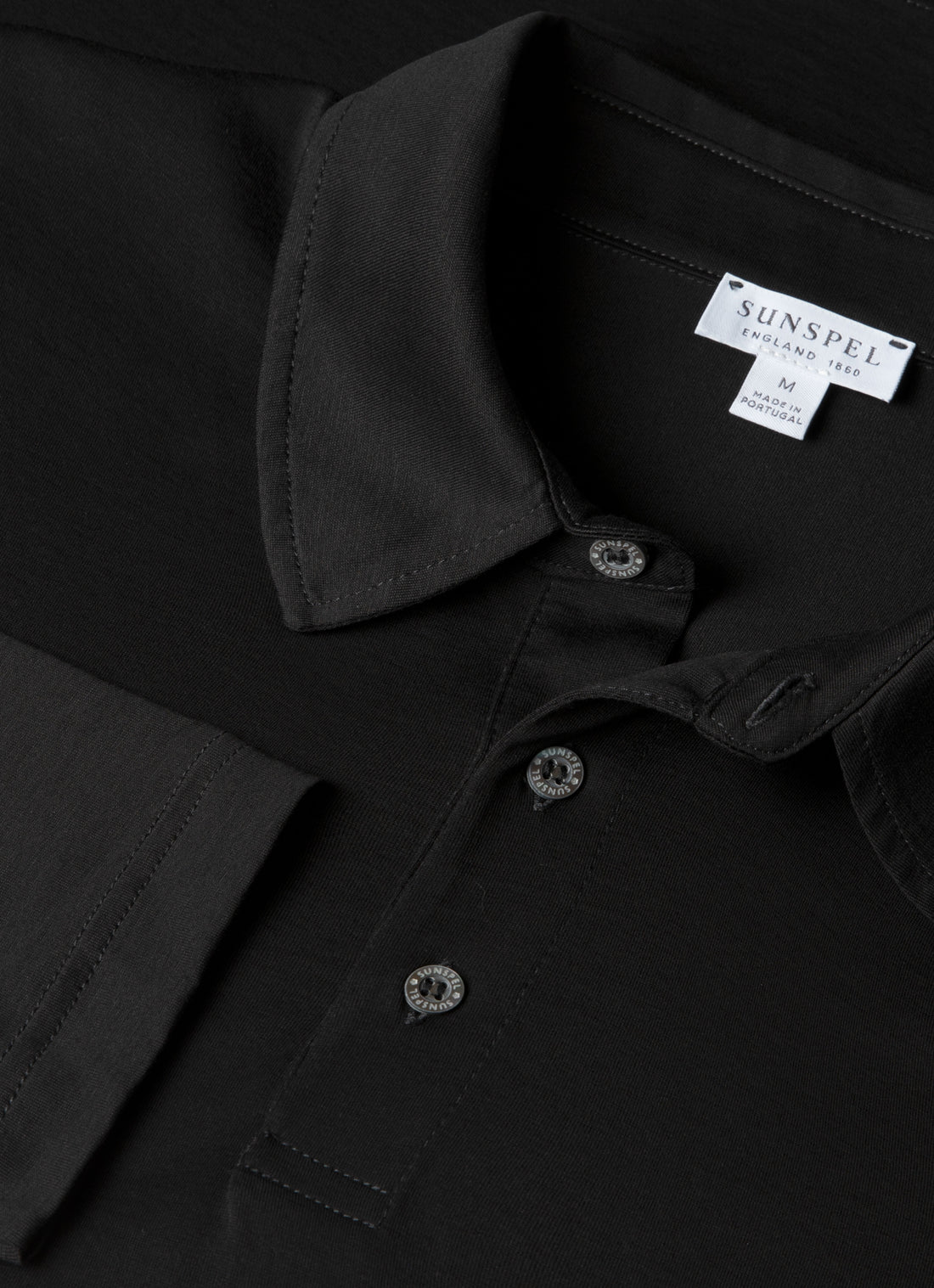 Men's Long Sleeve Classic Jersey Polo Shirt in Black