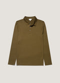 Men's Long Sleeve Classic Jersey Polo Shirt in Loden Green