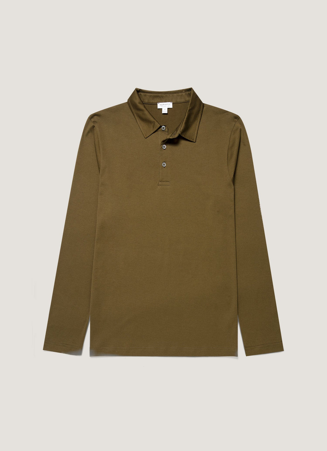 Men's Long Sleeve Classic Jersey Polo Shirt in Loden Green