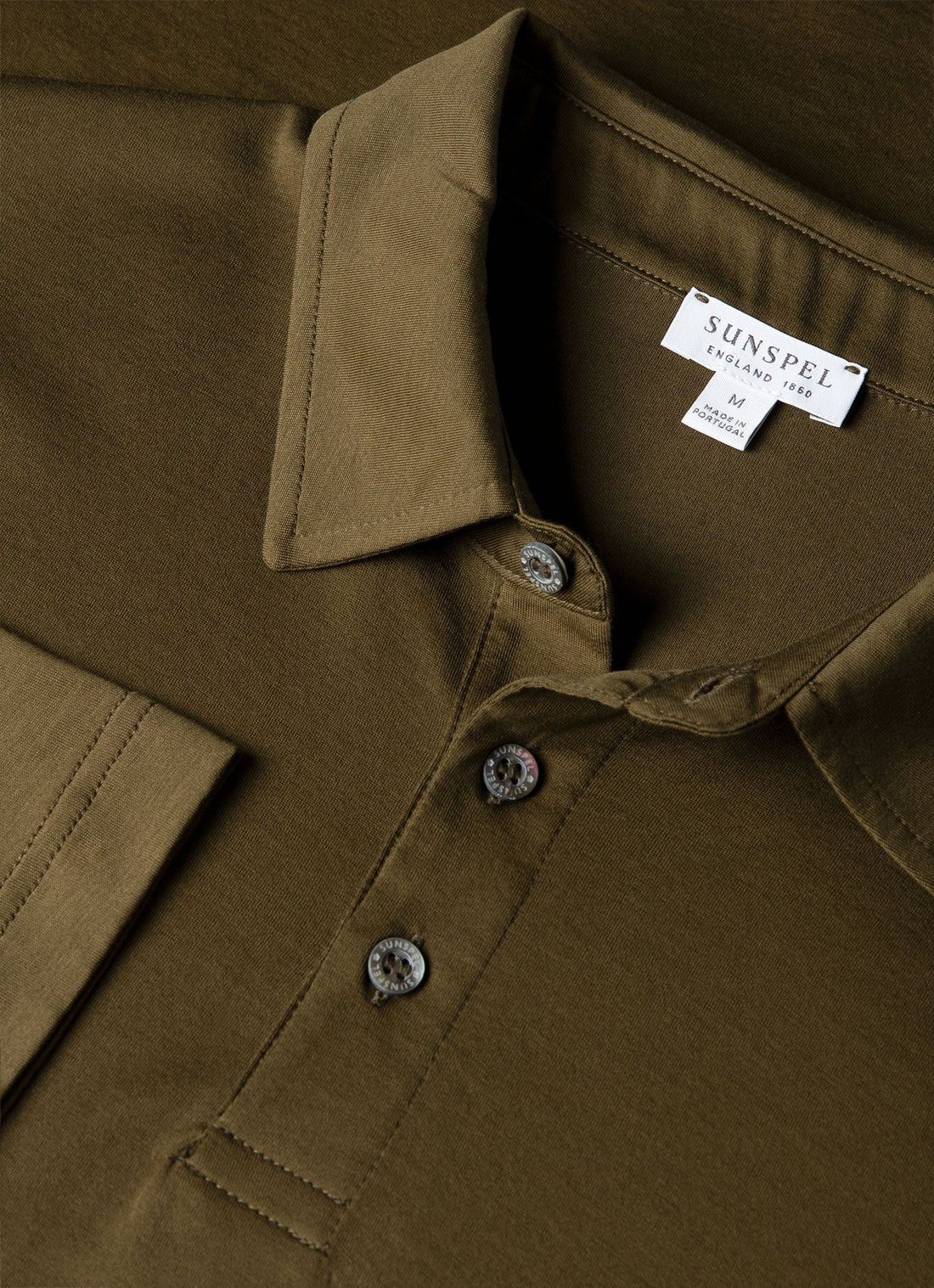 Men's Long Sleeve Classic Jersey Polo Shirt in Loden Green