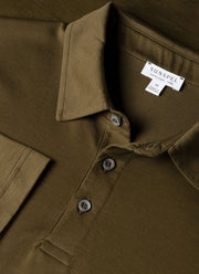 Men's Long Sleeve Classic Jersey Polo Shirt in Loden Green
