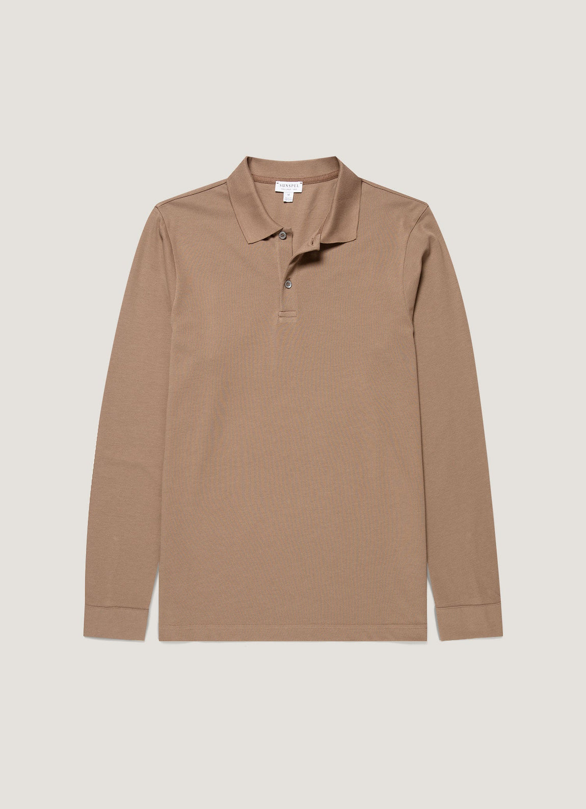 Men's Long Sleeve Piqué Polo Shirt in Taupe