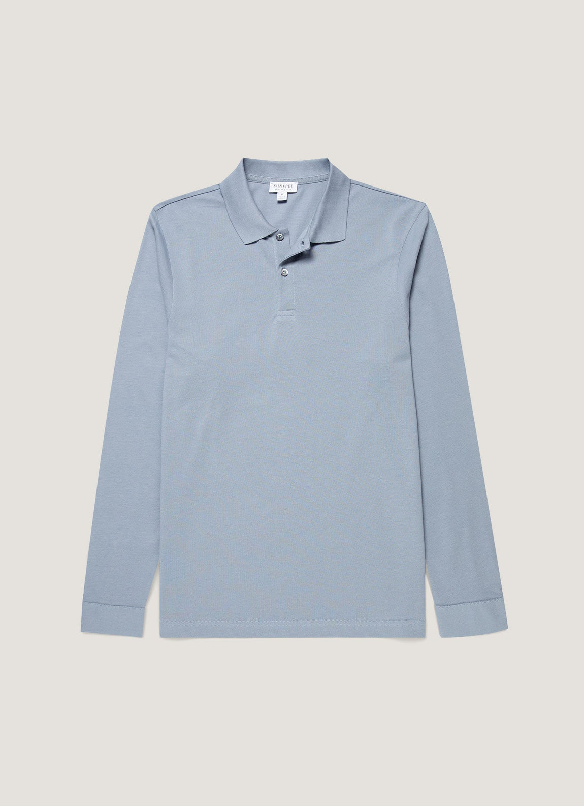 Men's Long Sleeve Piqué Polo Shirt in Powder Blue