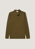 Men's Long Sleeve Piqué Polo Shirt in Loden Green