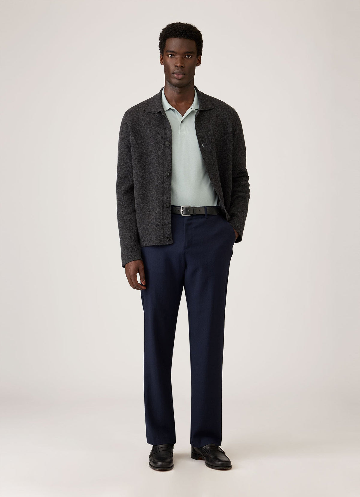 Men's Long Sleeve Piqué Polo Shirt in Haar
