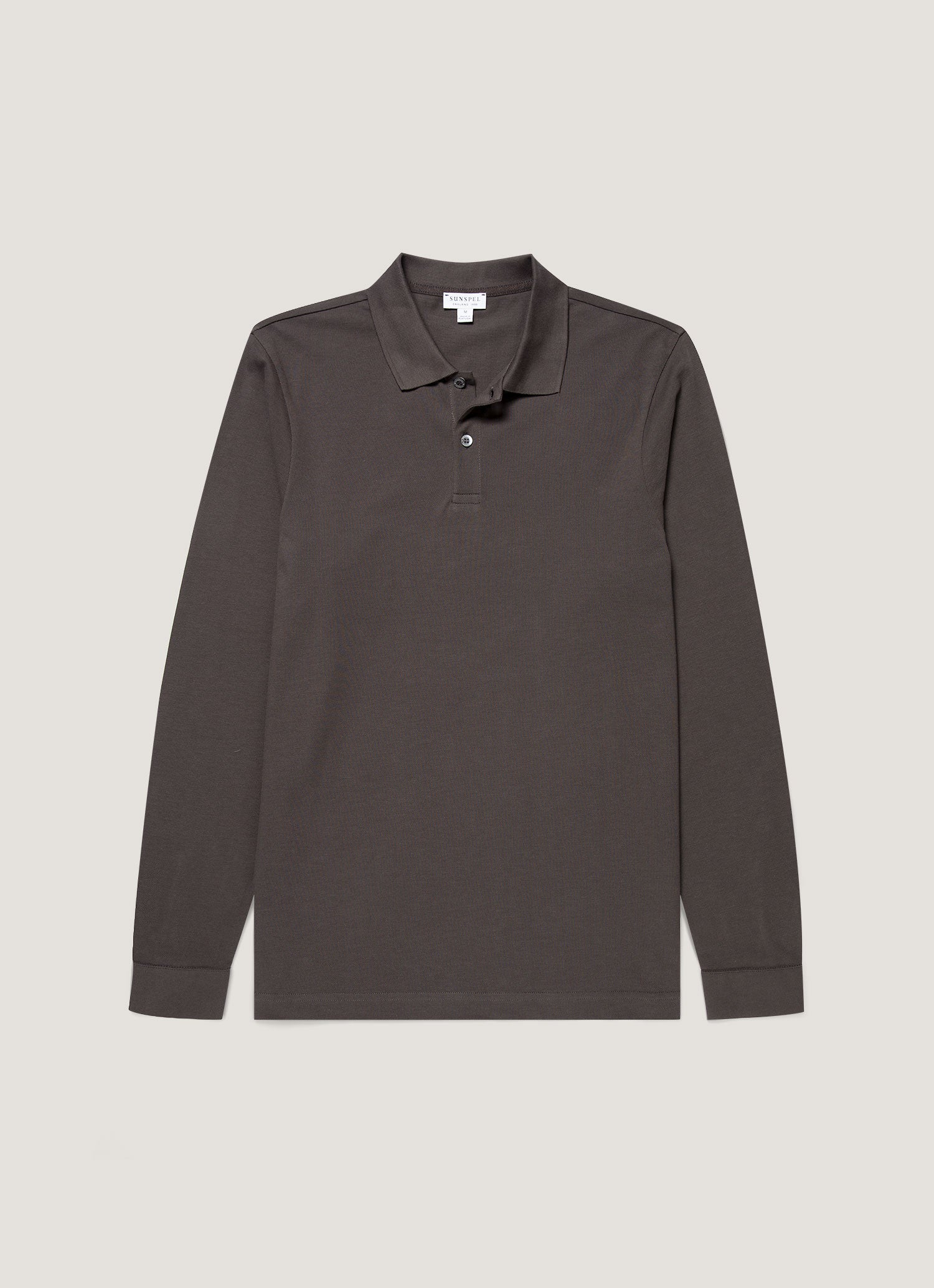 Men's Long Sleeve Piqué Polo Shirt in Anthracite