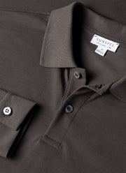 Men's Long Sleeve Piqué Polo Shirt in Anthracite