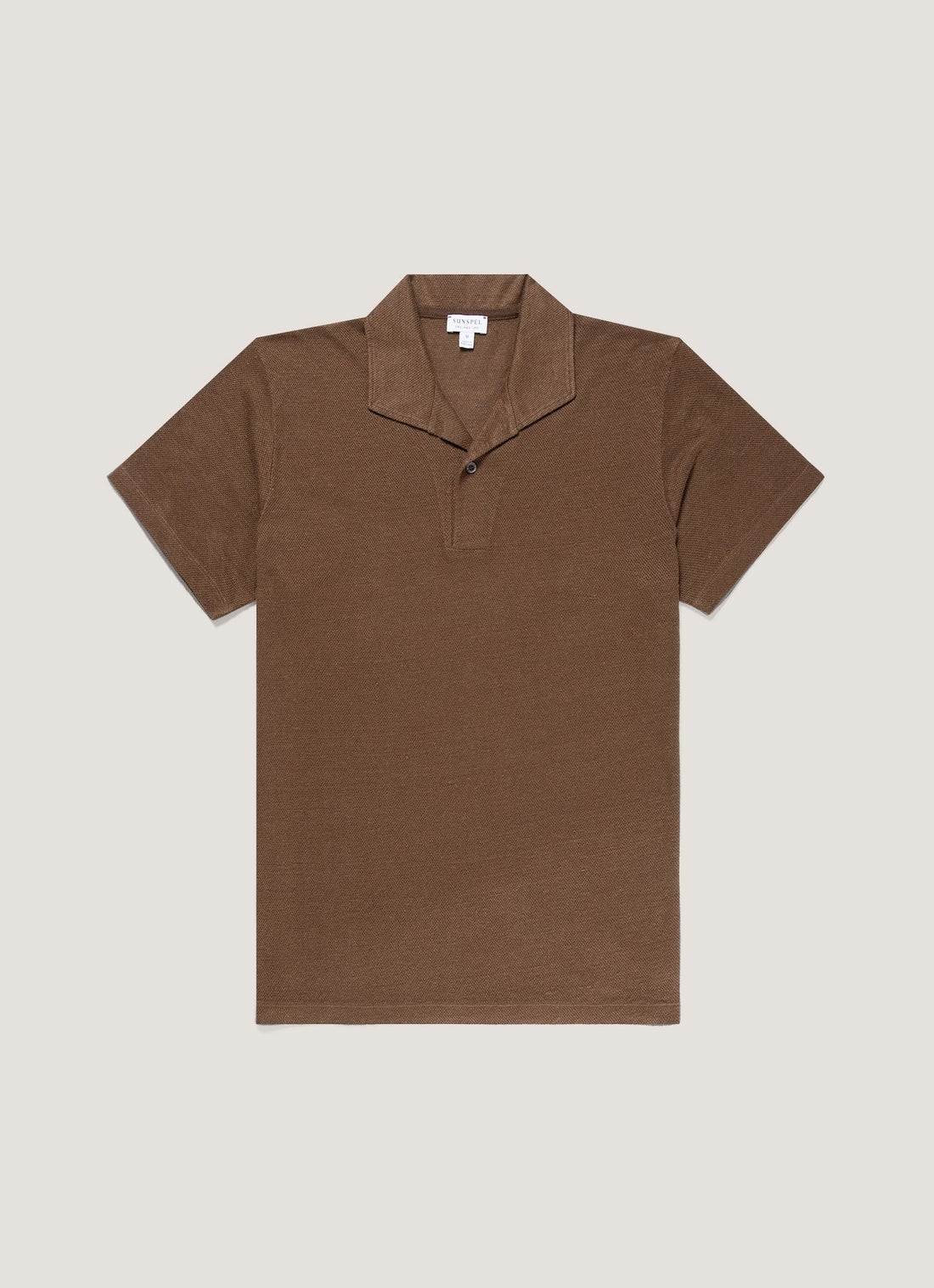 Men's Linen Piqué Polo Shirt in Dark Walnut